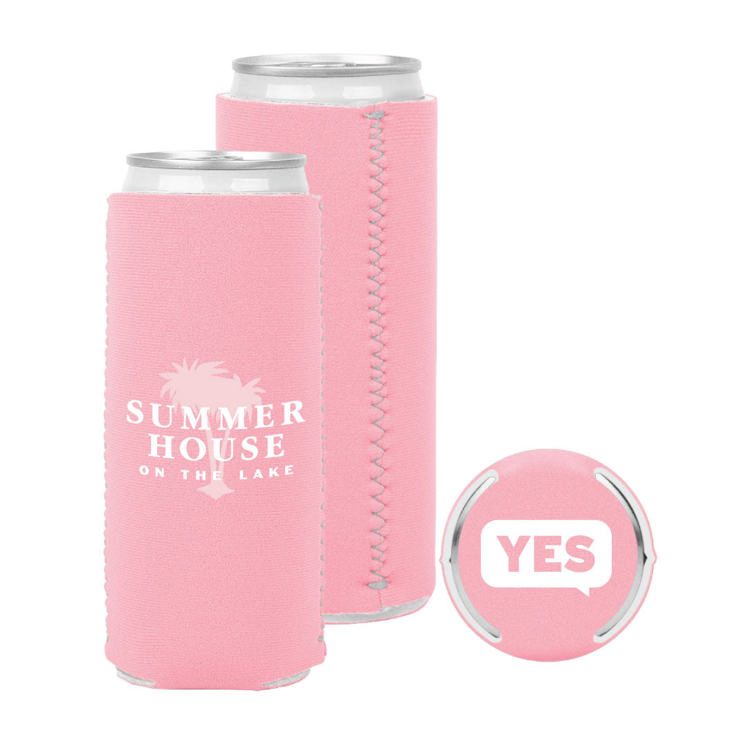 Summer House Slim/Seltzer Koozie Pink